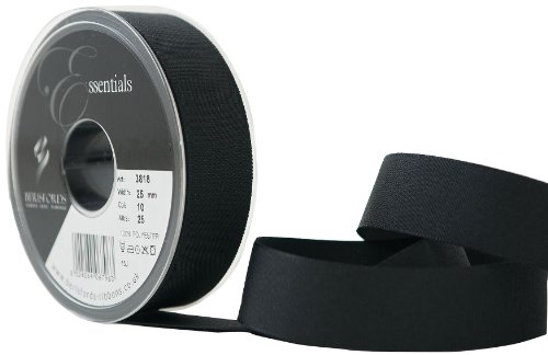 Berisfords 25 mm Rustic Taffeta Ribbon, Black