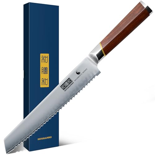 HOSHANHO Bread Knife 8 inch, Professional Japanese High Carbon Stainless Steel Serrated Bread Knife, Razor Sharp Bread Knife for Homemade Bread, Sourdough, Bagels, Cake