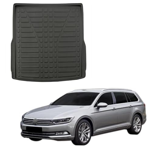 SCOUTT Kofferraumwanne Laderaumwanne Kompatibel mit VW Passat B8 Variant/Kombi 2014-2023, mit Hoher Rand, Kofferraum-Schutzmatte, Geriffelt, Aufrollbar