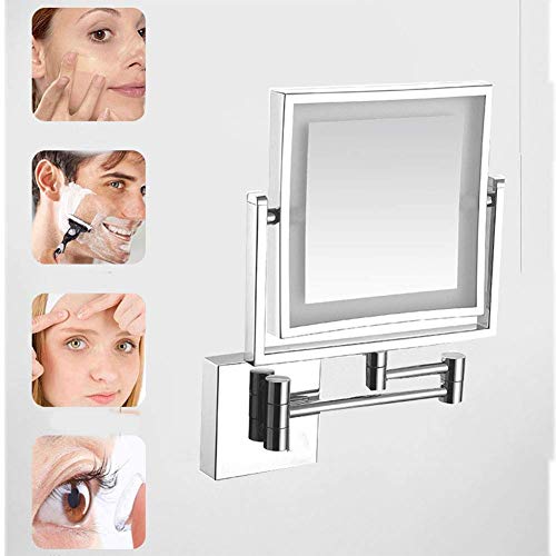 Miroir de maquillage mural avec grossissement 3X argent brillant USB