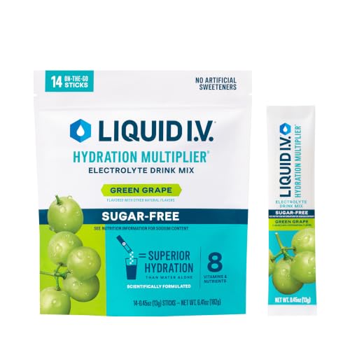 Image of Liquid I.V. Hydration Multiplier Sugar-Free - Green Grape | Electrolyte Powder Drink Mix | 1 Pack (14 Servings)