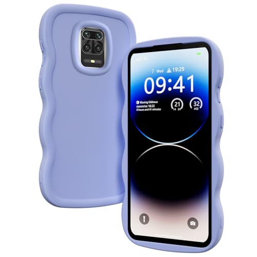 XINYEXIN Funda para Xiaomi Redmi Note 9S / Note 9 Pro, Carcasa Marco de Ondas Forma Rizado Linda Silicona Líquida Antigolpes Bumper Case Cover - Violeta
