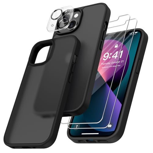 FLLAO 4 en 1 Coque pour iPhone 13 Mini 5.4", Noir