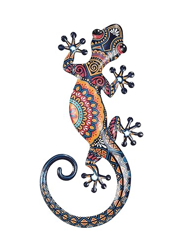 SIGNES GRIMALT Salamandre ou Gecko Mural en métal, Bleu, Rouge et Orange, Modèle Canberra, Hauteur 30 cm