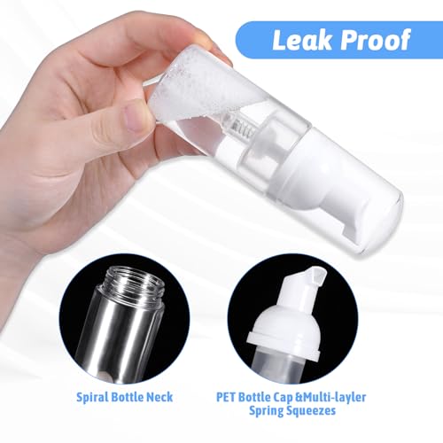 2 Pack Foam Pump Bottle Travel 30 ml/1 oz Mini Mousse Foam Soap Dispenser Small Size Empty Clear Plastic Foaming Soap Dispenser Refillable Pump Containers for Face Wash Lash Shampoo Skin Care4