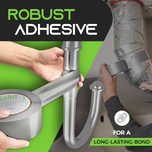 Image of GEARit Duct Tape with Heavy-Duty Adhesive (10-Pack, 1.88in, 30yd Each) Silver, Waterproof, Easy to Tear by Hand, Indoor Outdoor, Multi Surface Use, Professional Strength - 2 Inch, 10 Roll, 90 Feet