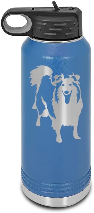 Sheltie Laser Engraved Water Bottle Customizable Polar Camel Stainless Steel Many Colors Sizes with Straw - #2-32 oz - Red