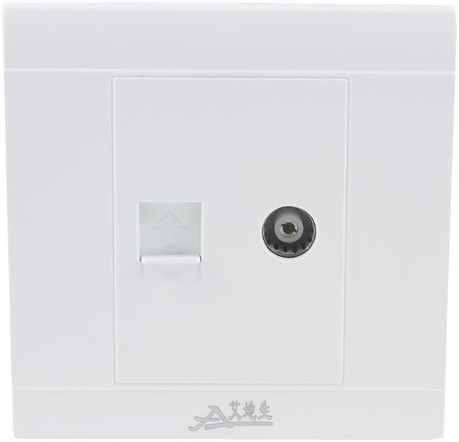 Ruilogod White Wall Panel LAN Network RJ45 Module Included w Coaxial TV Aerial Connector (id: fc7 f5e cde 712 e65
