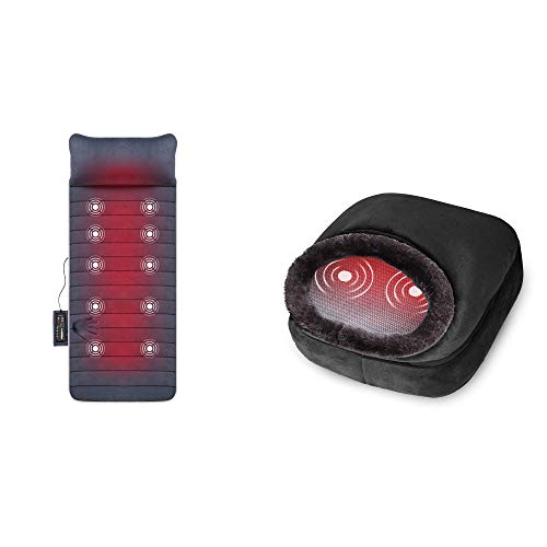 Snailax Memory Foam Massage Mat 3-In-1 Foot Warmer Bundle | 6 Therapy Heating Pad,10 Vibration Motors Massage Mattress Pad, Full Body Massager Cushion Relieve Neck, Back, Waist, Legs Pain #TOP23