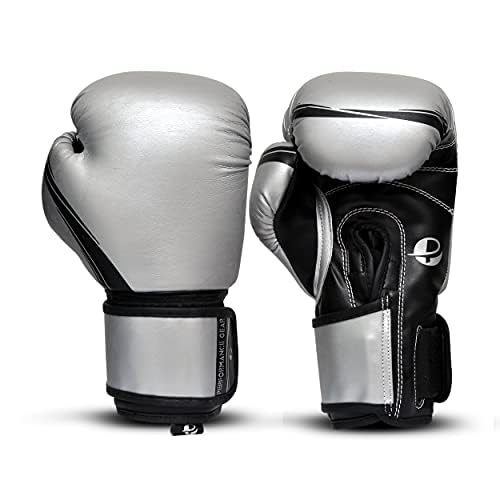 Ufg Metallic Boxing Gloves Mma Muay Thai Bag Work Training & Fight (Silver, 12Oz) #TOP4