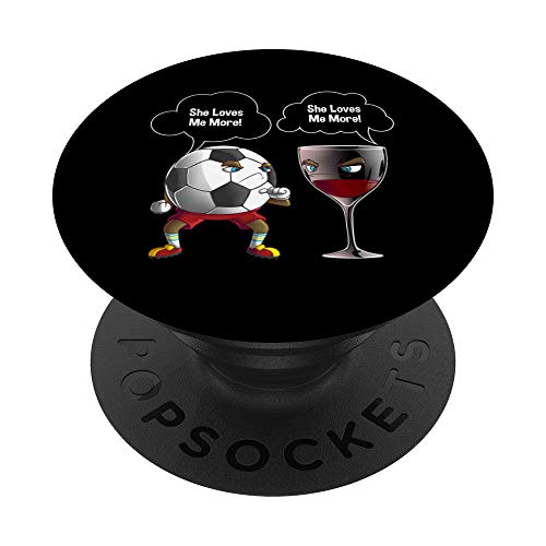 Cool She Loves Me Fútbol Y Vino Divertido Bebedero Atleta Regalo PopSockets PopGrip Intercambiable