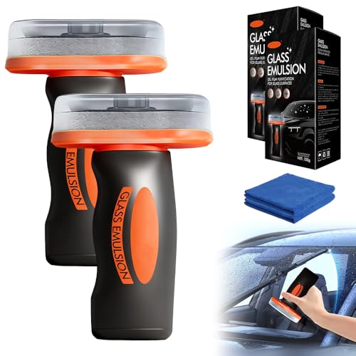 2026 Neu Handheld Glass Oil-Film Remover Oil Film Cleaning Brush Multifunktionale Ölfilm Reinigungsbürste Ölfilmreiniger mit Handtuch Automotive Glass Oil Film Cleaning Brush für Fenster (2PC)