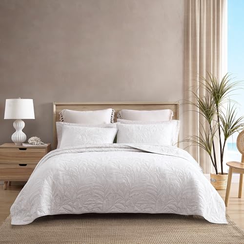 Tommy Bahama Home Costa Sera Collection 100% Soft Brushed Cotton Pre-Washed Pillow Sham 2-Pack White for Bedroom Design