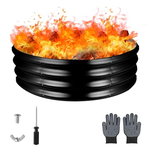 Raynesys 36 Inch Round Galvanized Fire Pit Ring, Round Galvanized Fire Ring, 3 Feet Diameter Round...