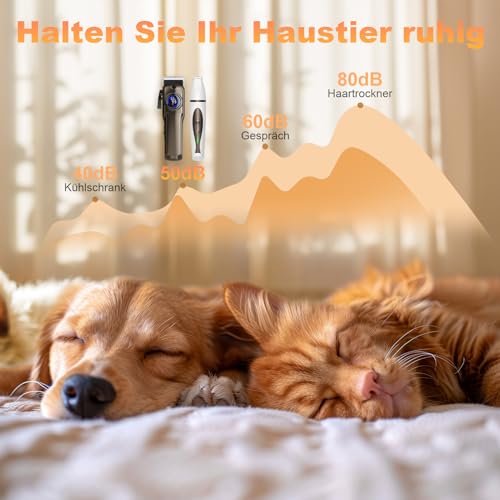TECHMUR Hundeschermaschine und Pfotentrimmer 3in1 Set,Schermaschine für Haustiere,Profi Tierhaarschneider für Dichtes Fell + Pfotenschneider - Hunde & Katzen
