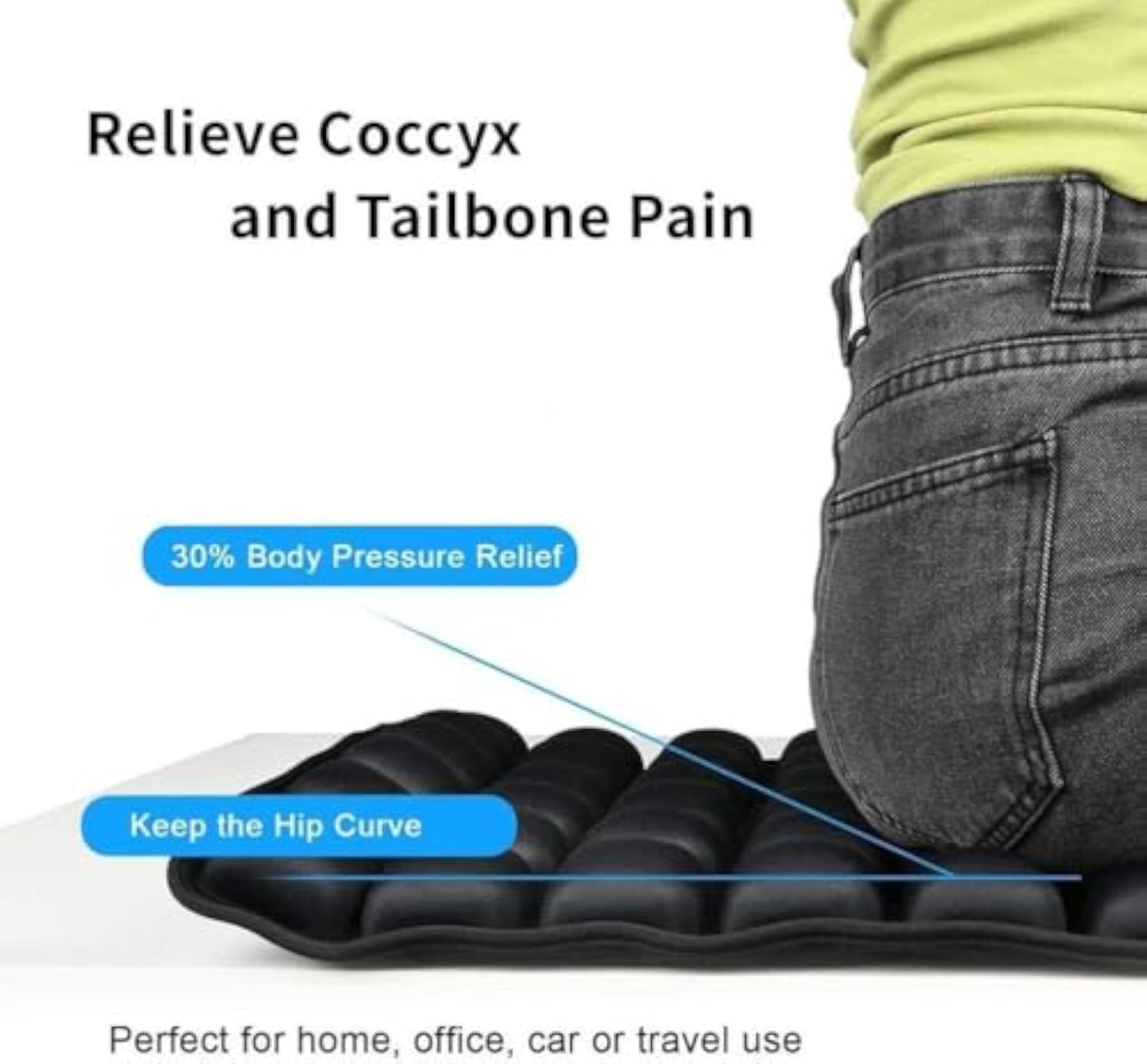 Travel Inflatable Seat Cushion, Adjustable Airplane Pad