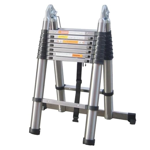 Lucn 5m Thickened Telescopic Ladder, 16.5ft Extendable, A-Frame, Anti-Slip, Stainless Steel, 150kg Load Capacity