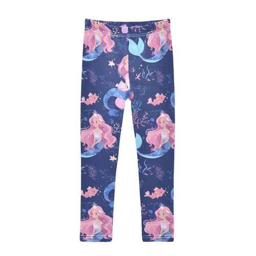 ALAZA Girls' Leggings Children's Yoga Pants Skinny Printed Dance Mermaid Lovely Comfortable 4T