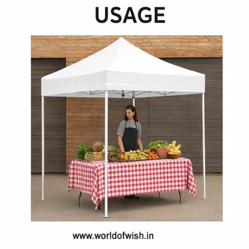 Image of 6x6 ft Waterproof Foldable Gazebo Tent (White, 2x2M) | Heavy-Duty Small Canopy | Portable Pop-Up Tent for Outdoor Events, Stall, Camping, Garden & Picnic | UV & Rain Protection | Easy Setup