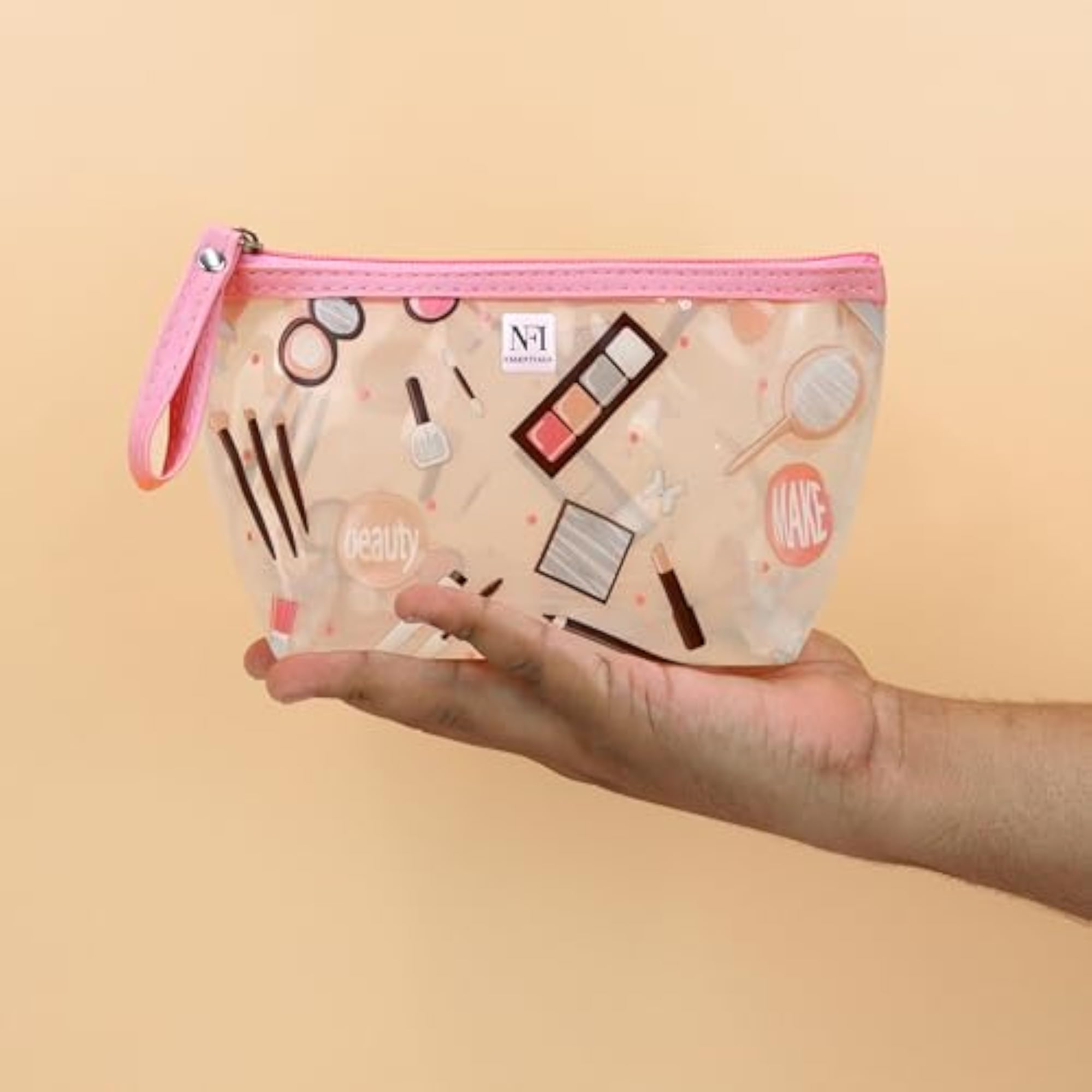 PU Printed Makeup Pouch for Women, Small Transparent Cosmetic Pouch