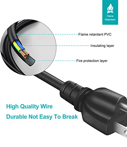 Amplifier Power Cord For Ion Block Rocker Job Rocker Explorer Portable Speaker System Ion Ipa76 Ipa76A Ipa76C Ipa77 Ipa76S Ipa23 Block Party & Live, Guitar Amp, 3 Prong Ac Cable Replacement #TOP2