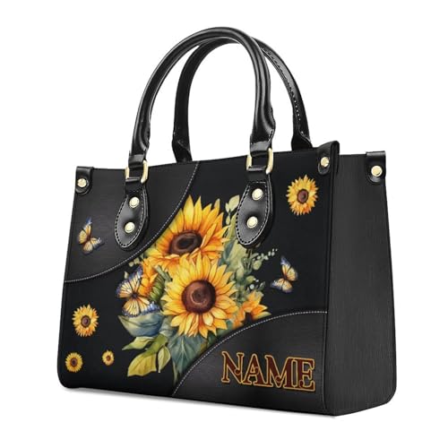 Bolso tote para mujer, bolso satchel de cuero sintético con estampado de girasol, con asa superior y bandolera ajustable, ideal para trabajo, viaje y actividades al aire libre miniatura 1