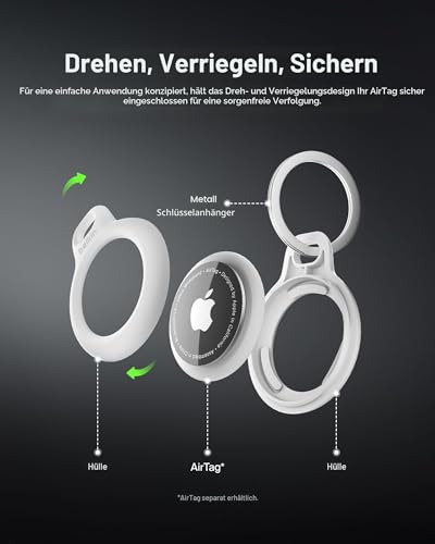 Belkin AirTag Hülle mit Schlüsselanhänger (Secure Holder Schutzhülle für Air Tag, Accessoire mit Kratzschutz), 2er-Pack, Schwarz und Weiß – Ansicht 4