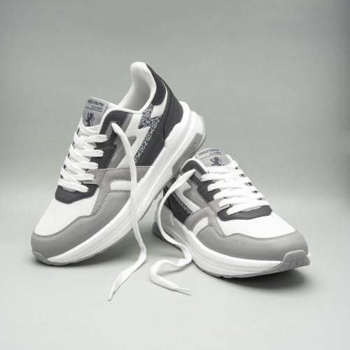 Image of Red Tape Men's Sneakers Black White Mesh Pu Round Toe Lace-Up