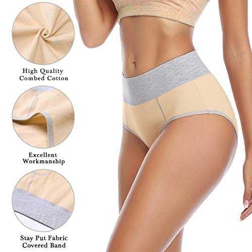 Image of wirarpa Women's Cotton Underwear High Waist Stretch Briefs Soft Underpants Ladies Full Coverage Panties 5 Pack
