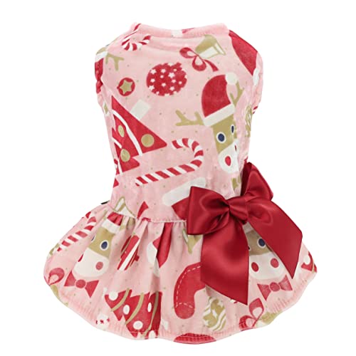 Fitwarm-Dog-Christmas-Outfit-Lightweight-Velvet-Dog-Dress-Dog-Winter-Clothes-for-Small-Dogs-Girl-Cat-Apparel-Pink-XS