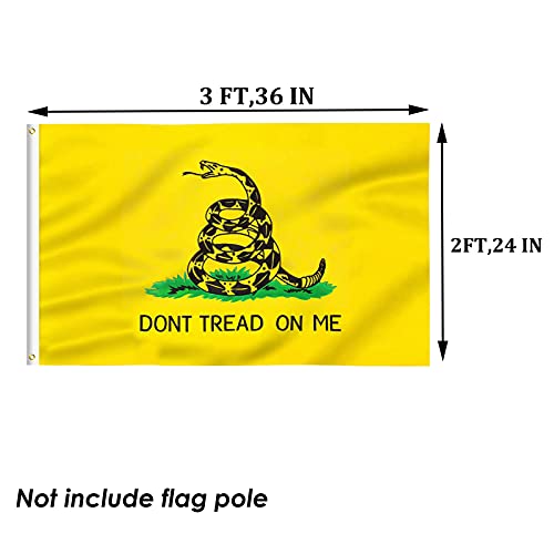 Dont Tread On Me Gadsden Flag 2X3 Outdoor Double Sided- Heavy Duty Tea Party Yellow Coiled Rattle Snake Gadsden 3 Ply Flags Banners- Libertarian Flag With Vivid Powerful Snake #TOP6