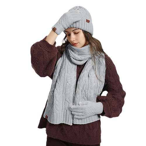 Winter Scarf Hat Gloves Solid Color Accessory Set Machine Washable Accessories Urban Fashion Seasonal Transition Comfort Fit