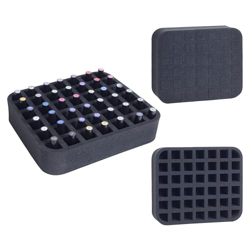 Image of Nail Polish Organizer Holder Foam Pad with Slots for Storage 42 Bottles (15ml /0.5fl.oz) Nail Polish or Essential Oil Tray for Drawers Black