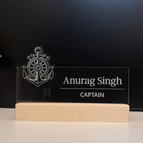 Image of Personalized Acrylic Desk Name Lamp for Navy Officers | Custom LED Light with Name, Designation, Logo | Lieutenant, Commander, Captain, Admiral, INS Officer Gift | Best Indian Navy Gift (For Navy Officer)