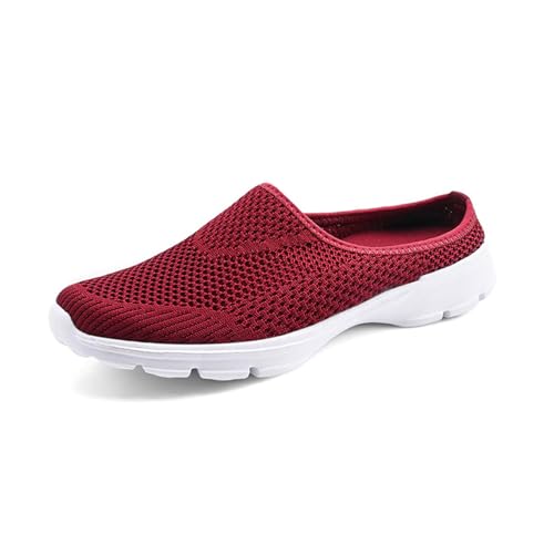 Kubbon Womens Backless Sneakers Breathable Mesh Walking Mules Summer Slip-on Mule Shoes Open Back Comfortable Shoes Closed Toe Slippers