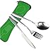 Juego De Cubiertos Portátil De Acero Inoxidable, Juego De 3 Cubiertos De Viaje Para Acampar Con Tenedores, Cuchillos, Cucharas, Juego De Cubiertos De Carne Occidental Con Bolsa, Acabado Pulido Brillo