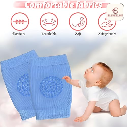 Image of 1 Pair Baby Elbow Knee Protection, Anti Slip Skid Comfort Socks For Safe Crawling and Walking, Baby Knee Elbow Cotton Socks & Pads For Toddlers, Babies & Kids. (Multicolour)