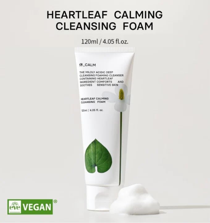Heartleaf Calming Cleansing Foam - Korean Skincare Face Wash for Sensitive Skin, Makeup Remover & Hydrating Cleanser with Centella & Bamboo Extracts - Hypoallergenic & EWG Green Ingredients, 120ml - Image 5