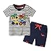 Yilaku Set di Vestiti per Bambini Piccoli Set di Pantaloncini Estivi per Ragazzi Set di Pantaloni per Maglietta a Maniche Corte in Cotone per Bambini per Bambini Set di 2 pezzi (Striscia di auto,100)