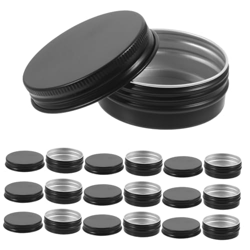 PATKAW 2 Juegos Caja De Aluminio Con Rosca Tapas De Tarros De Albañil Frascos De Cosméticos Con Tapas Mini Latas De Pastel Intimas Dispensador Banco Barra Black 20 Piezas * 2