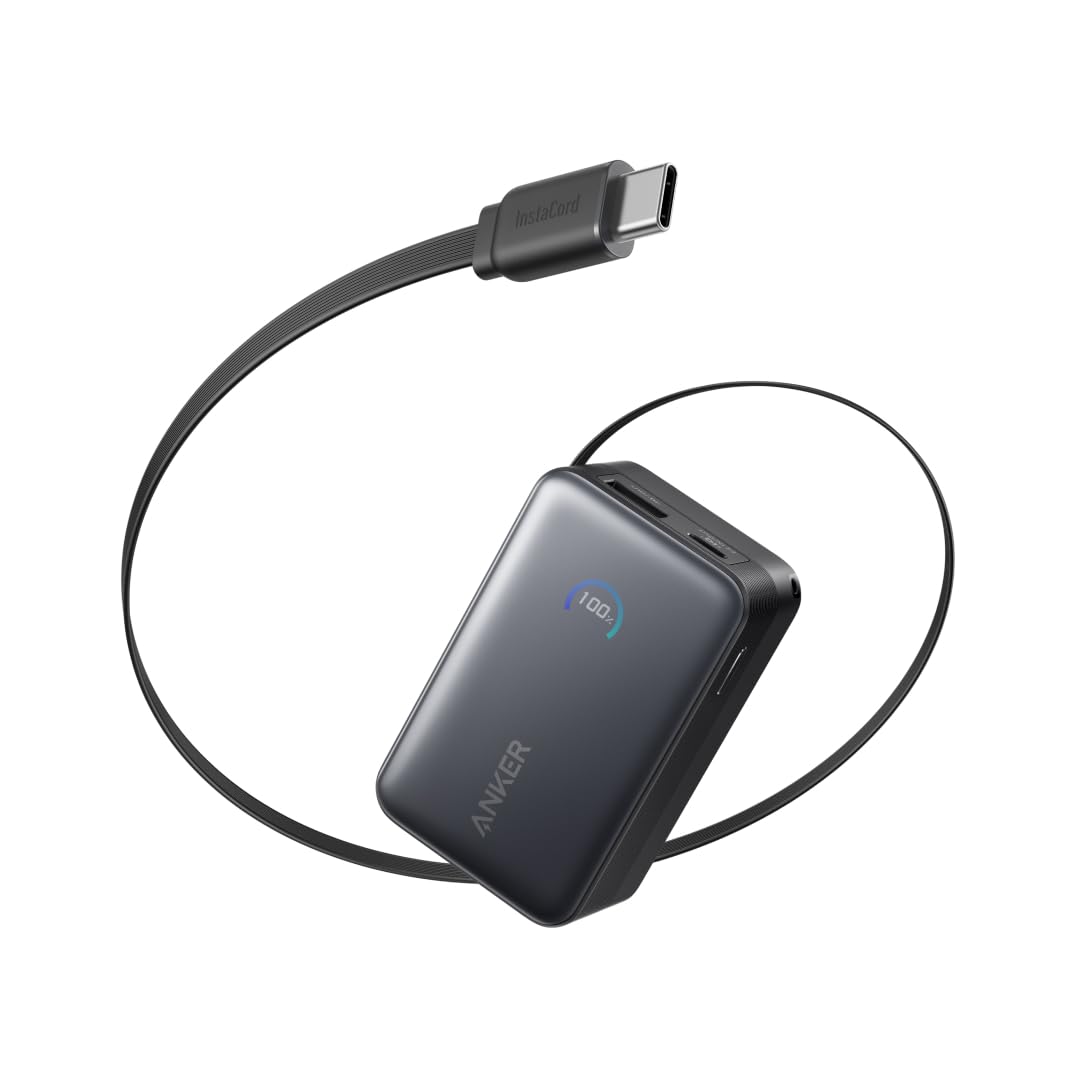 Amazon | Anker Nano Power Bank (10000mAh, 45W, 巻取り式 USB-C