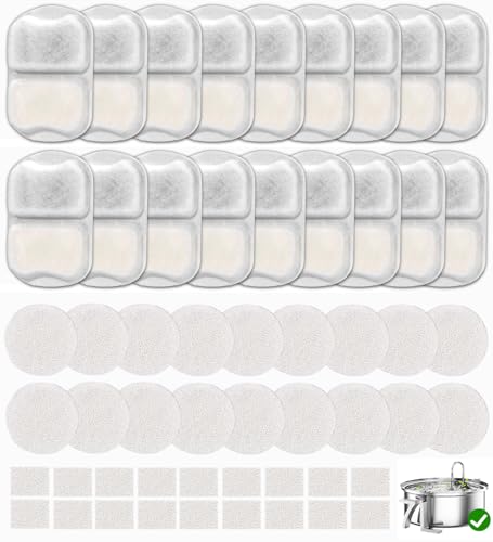 18 Sets Pet Water Fountain Filter Replacement Compatible with Oneisall PWF-002 7L/230oz Dog Water Fountain Dog Water Bowl Filters with Pre-Filters and Pump Sponges