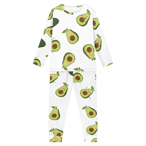 Coloranimal Girls Pajamas Set Avocado Pjs Long Sleeve Kids Pajamas Soft T-shirt and Pants 2 Piece Set Child Clothes 9-10Years