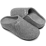 ERGOfoot Orthopedic Plantar Fasciitis Slippers with Arch Support, Non-slip Wool House Slippers for Indoor Outdoor(Grey UK 6)