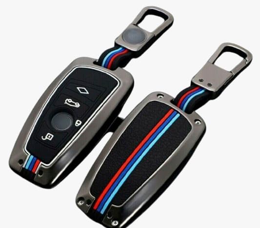 Elegant Black Metal Key Cover Compatible with 4-Button Smart Key for Car | Premium, Durable Protection and Stylish Design for BMW-1 M Series