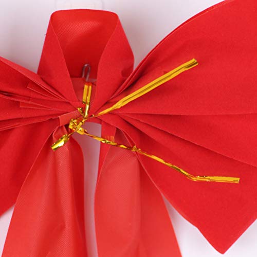 Ciieeo 4Pcs Red Large Bowknot Christmas Tree Topper Bow Bowknot For Christmas Tree Velvet Large Bow For House Garden For Hanging Christmas Decoration #TOP2