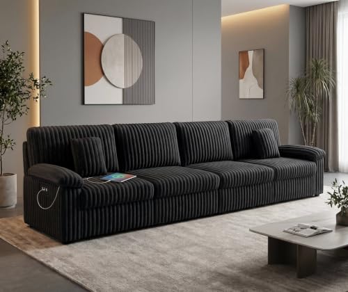 169" Oversize 4-Seater Sofa with USB Port, Corduroy Cloud Couch Living Room