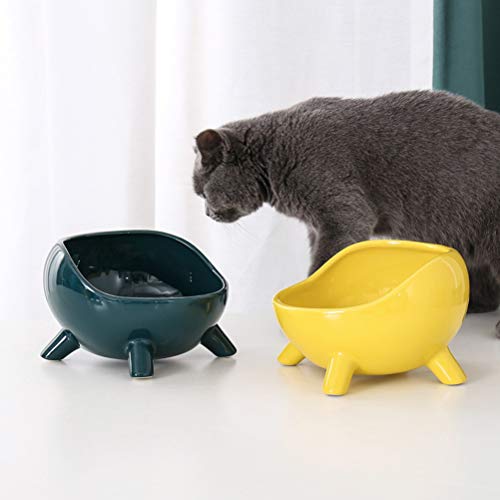 Tigela de cerâmica para gatos para proteger a coluna cervical tigela de comida de gato tigela de com