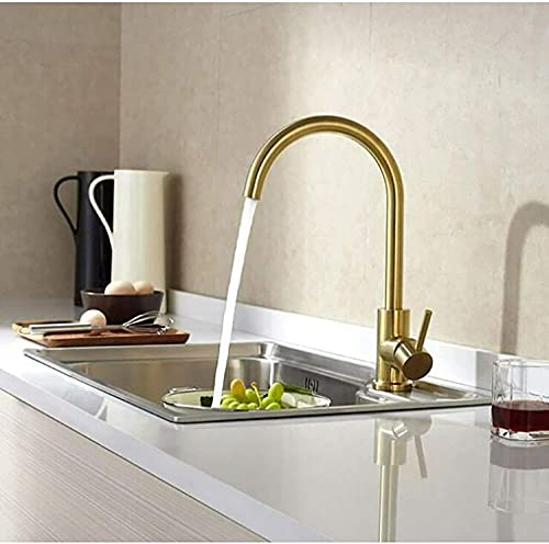 Robinet de cuisine nickel doré mitigeur d'évier au design contemporain chic - 2
