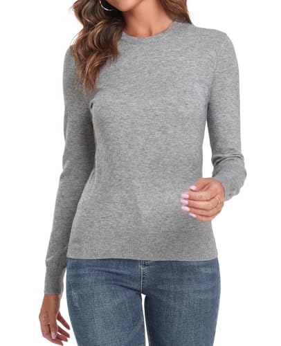 Image of QUALFORT Women's 100% Cotton Sweater, Basic Lightweight Long Sleeve Pullover